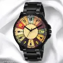 VINTAGE Design Multicolour Dial Stylish Black Silicone Strap Watch for Men and Boys| Watches