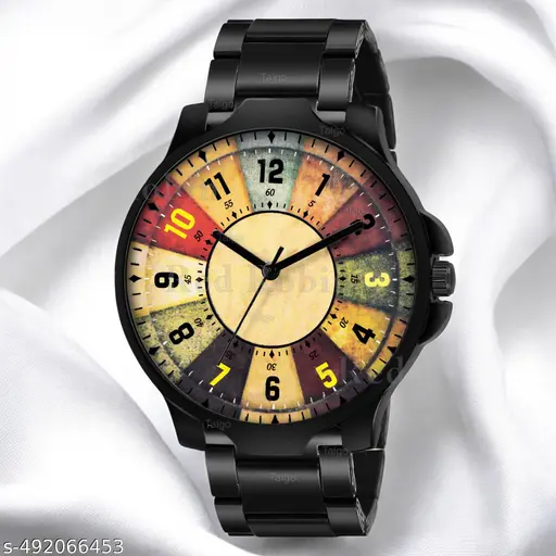 VINTAGE Design Multicolour Dial Stylish Black Silicone Strap Watch for Men and Boys| Watches