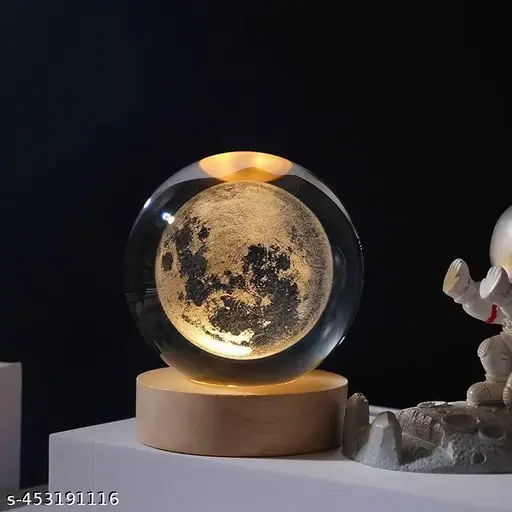 Glass Lamp 3D Ball Astronomy Night Lamp with Base for Living Room Ornament Solar System Fantasy Decoration LED Colorful Lighting Touch Base Moon Light (dolphin) | Decoration Items